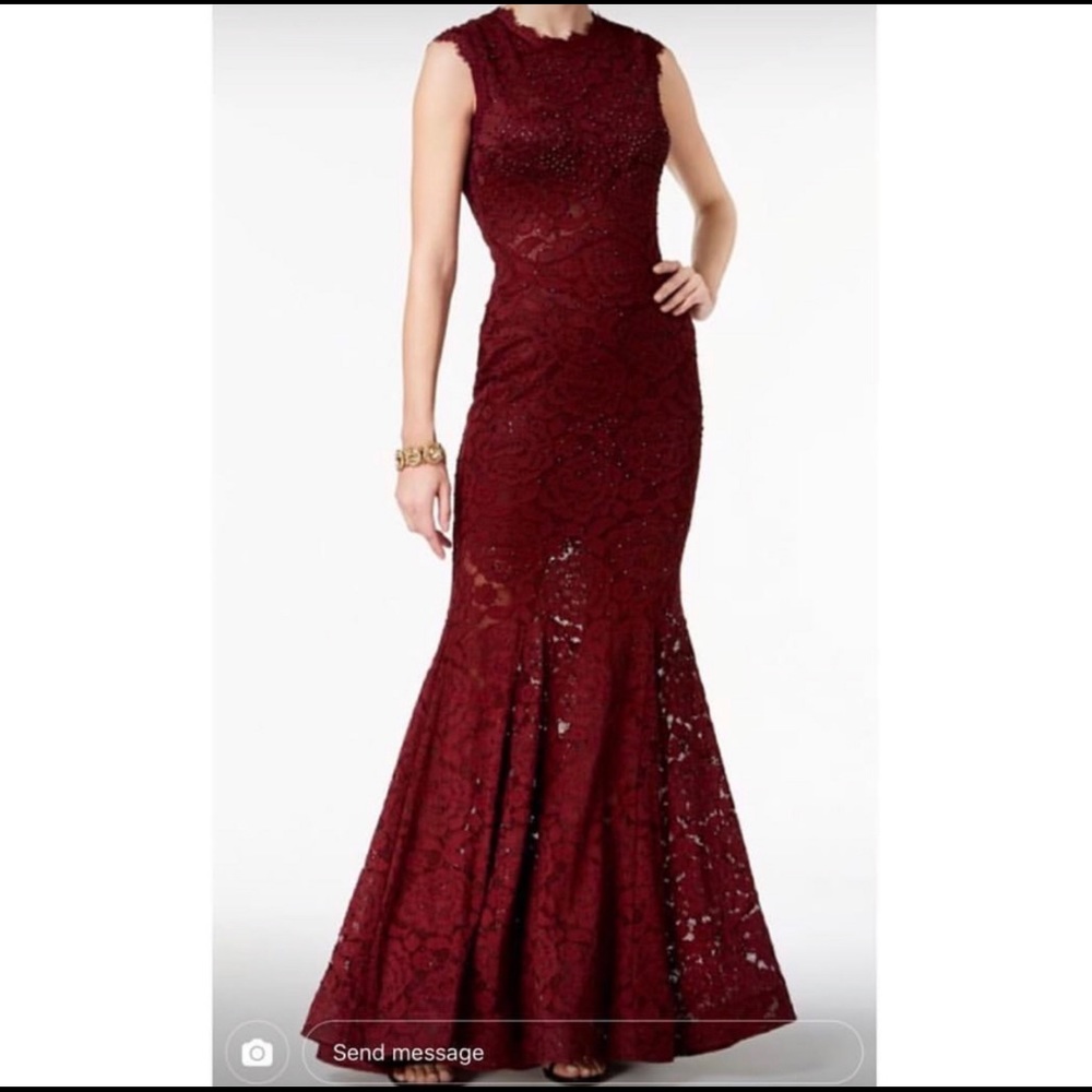 Gorgeous Mermaid V Neckline Burgundy Date Night Dress Lace Prom Dresses Birthday Outfits SD1102 main image 0